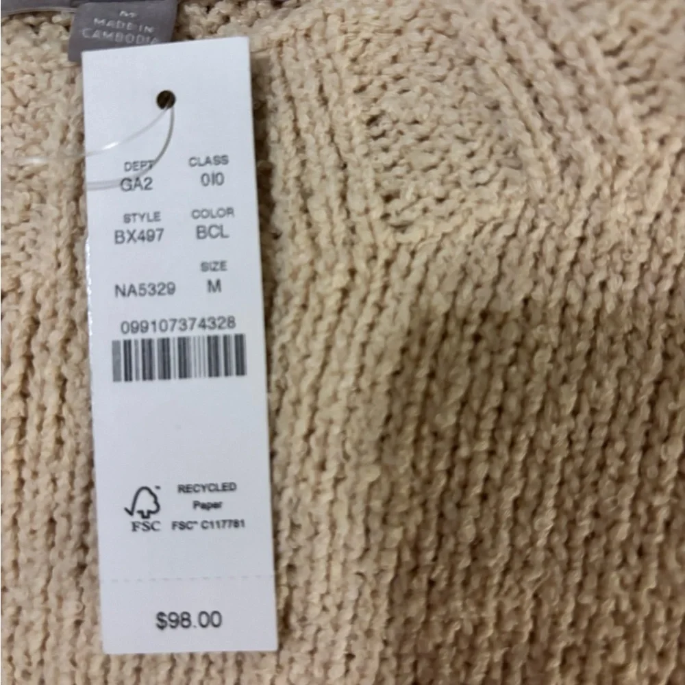 J. Crew Wide Rib Crewneck Sweater in Ivory Size Medium. NWT
